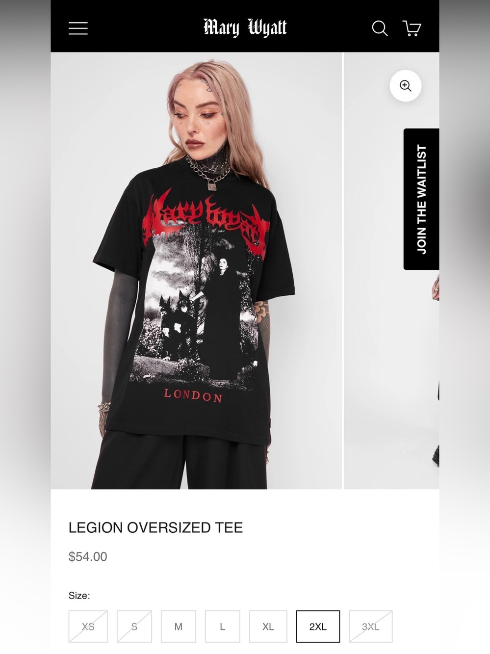 MARY WYATT MEDIUM Legion Oversized Tee - Black with Red Graphic alt